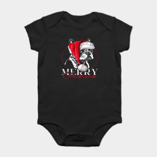 Santa Boston Terrier Merry Christmas Dog Mom Gift Baby Bodysuit